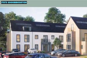 a rendering of a house with cars parked in a parking lot at Free Private Parking Modern 2 Bed Apartment Vine Ct 5 in Dorking