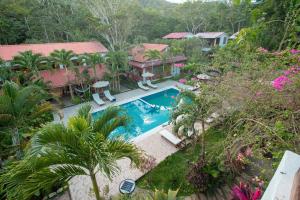 una vista aérea de una casa con piscina en Villa Lu Amazon Ecolodge, en Tarapoto