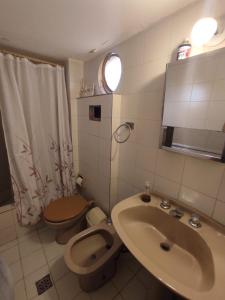 a bathroom with a toilet and a sink at La Rojarilla in San Miguel de Tucumán