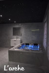 a bathroom with a jacuzzi tub in a room at L'Arche Loft nid douillet - Spa privatif in Grenoble