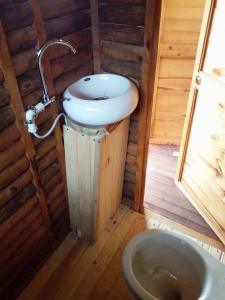 łazienka z umywalką i toaletą w obiekcie La madriguera de Guatavita w mieście Guatavita