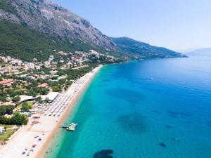 an aerial view of a beach and the ocean at Reana Elegant Apartments in Barbati