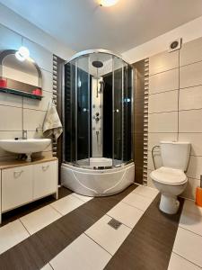 Mery Ján في بوداجسكا: حمام مع حوض ومرحاض ومغسلة