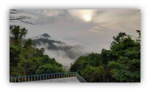 vistas a una montaña con nubes y árboles en ศูนย์ฝึกอบรมสวนสัตว์เปิดเขาเขียว JJJ, 