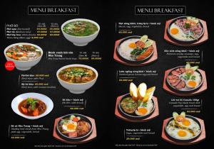 a menu of food on a black background at Anrizon Hotel Nha Trang in Nha Trang