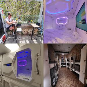 a room with a bed and a room with a table at CAPSULES & Dormitory BH in Jerusalem