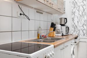 kuchnia ze zlewem i blatem w obiekcie Affordable 2BR Apt- Connected to the whole city w Wiedniu +13 zdjęć