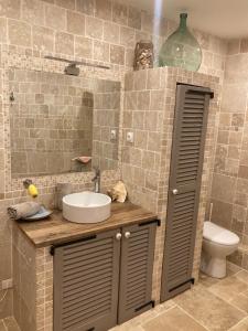ein Bad mit einem Waschbecken und einem WC in der Unterkunft Lou camin dou cagnard in Méthamis