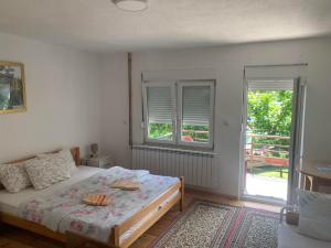 a bedroom with a bed and a window at Rooms Lida & Friendly home in Plav