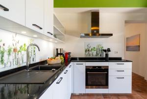 kuchnia z białymi szafkami i zlewem w obiekcie TORREVISTA - Opened 2022 w mieście Montaione