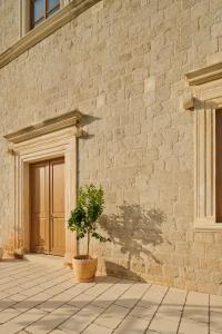 uma planta em um pote em frente a um edifício em Palace Natali em Dubrovnik