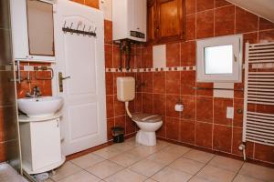 a bathroom with a toilet and a sink at Sobe Tatjana in Palić