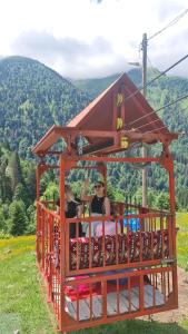 een groep mensen die op een achtbaan rijden bij Yayla Bungalov in Ayder Yaylasi