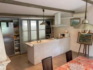 - une cuisine avec un évier et un comptoir dans l'établissement Villa les Platanes Aix en Provence, à Aix-en-Provence