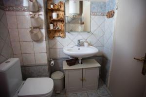 a small bathroom with a sink and a toilet at Kohyli House in Agia Pelagia Chlomou