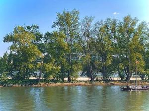 a group of people in a boat on the water at Le petit Orléanais in Orléans