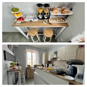 a kitchen with a counter with food on it at The Queen Tropea in Tropea