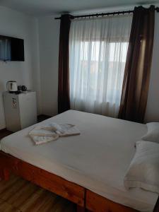 1 dormitorio con 1 cama grande y ventana en Casa Vlad, en 23 August