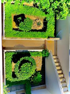 a set of stairs with green plants on them at Kallipateira apartments in Rhodes Town
