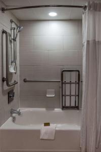 a white bath tub in a bathroom with a shower at DoubleTree by Hilton New Bern - Riverfront in New Bern
