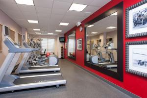 a gym with treadmills and a row of mirrors at Hilton Garden Inn Indianapolis South/Greenwood in Indianapolis