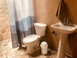 a bathroom with a toilet and a sink at Quinta Lum in San Cristóbal de Las Casas