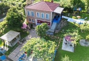 an aerial view of a house with a garden at Iveri House in Kutaisi
