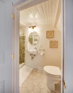 ein Badezimmer mit Toilette und Waschbecken in der Unterkunft Fairytale Loft Suite 1 bed, 1 bath Luxury Apartment in Downtown Belmont in Charlottesville