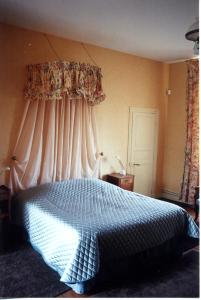 a bedroom with a bed with a curtain at Château Manoir de la Lèche in Touvre