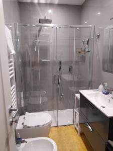 W łazience znajduje się prysznic, toaleta i umywalka. w obiekcie CARPE DIEM w mieście Oristano