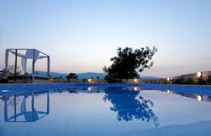 a large swimming pool at night with the sky at Simona Stone House in Polis Chrysochous
