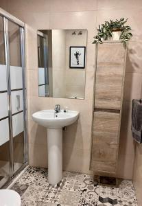 ein Bad mit einem Waschbecken und einer Dusche in der Unterkunft Suite Bonalba in Alicante