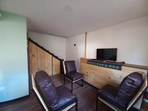 - un salon avec deux chaises et une télévision dans l'établissement Jen Patagonia, à San Carlos de Bariloche