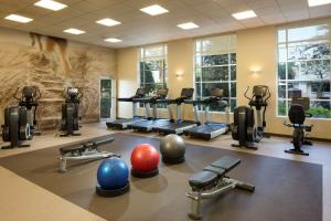 un gimnasio con un montón de equipos de ejercicios en Hilton Grand Vacations Club Las Palmeras Orlando en Orlando