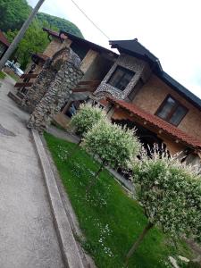 Vila Nenad Ovčar banja في تشاتشاك: منزل أمامه شجيرات