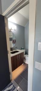 a bathroom with a sink and a toilet at The Seaside Oceanfront Inn in Seaside