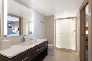 史密斯菲尔德Home2 Suites Smithfield Providence的带水槽、马桶和镜子的浴室