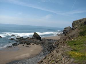 a rocky beach with the ocean in the background at Barton Cottage in Bude +10 photos