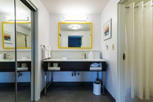 a bathroom with a sink and a mirror at Hampton Inn & Suites - Allen Park in Allen Park