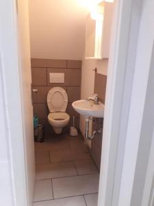 Baño pequeño con aseo y lavamanos en 2 Zimmer Apartment, en Hannover