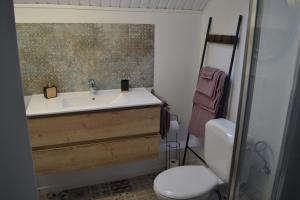 een badkamer met een wastafel en een toilet bij Place 86 in La Reid
