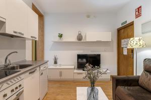 a kitchen and living room with a couch and a table at BNBHolder Apartamentos en Sol Confort 7 in Madrid