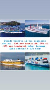 un collage de quatre photos d'un ferry dans l'établissement Villa Antonia, à Marina di Campo