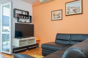 un soggiorno con divano e TV a schermo piatto di Apartments with parking space Sveti Filip i Jakov, Biograd - 21221 a Sveti Filip i Jakov (Santi Filippo e Giacomo)