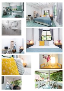 un collage de photos d'une chambre et d'une pièce dans l'établissement Garden Home 2, à Haad Yao