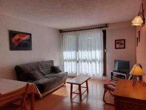 オトゥランにあるAppartement 2 pièces avec balcon à Autrans, proche village et pistes de ski, 4 pers, 32 m² - FR-1-737-50のソファとテレビのあるリビングルーム