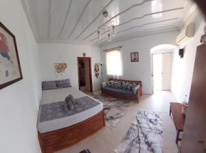 a bedroom with a bed and a couch in it at Annas house in Symi