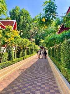 un gruppo di persone che vanno in bicicletta lungo la strada di Forgotten Hostel Silom a Bang Rak