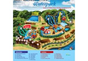 une affiche d'un parc aquatique avec un parc d'attractions dans l'établissement Homestay Pagar Buruk Bukit Merah L6- FAN ONLY, à Simpang Ampat Semanggol