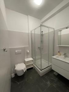 ポドストラナにあるApartments Marinのバスルーム(シャワー、トイレ、シンク付)